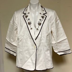 Susan Graver white embroidered jacket NWT XL QVC